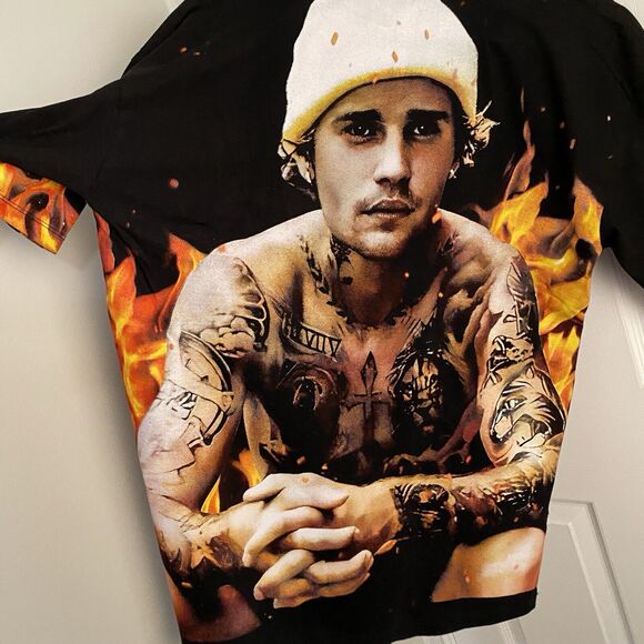 Justin Bieber All Over Print Shirt AOP SIZE Extra LARGE XL Modern Boot - Picture 5 of 9